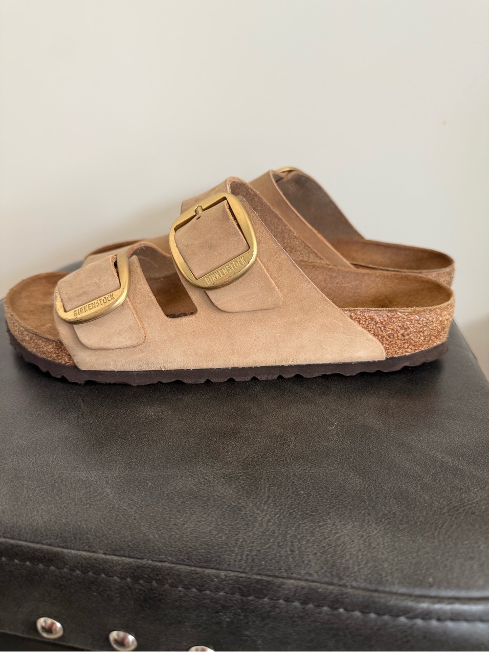 Birkenstock Two-Strap Buckle Sandals - Tan Suede - Picture 4 of 7